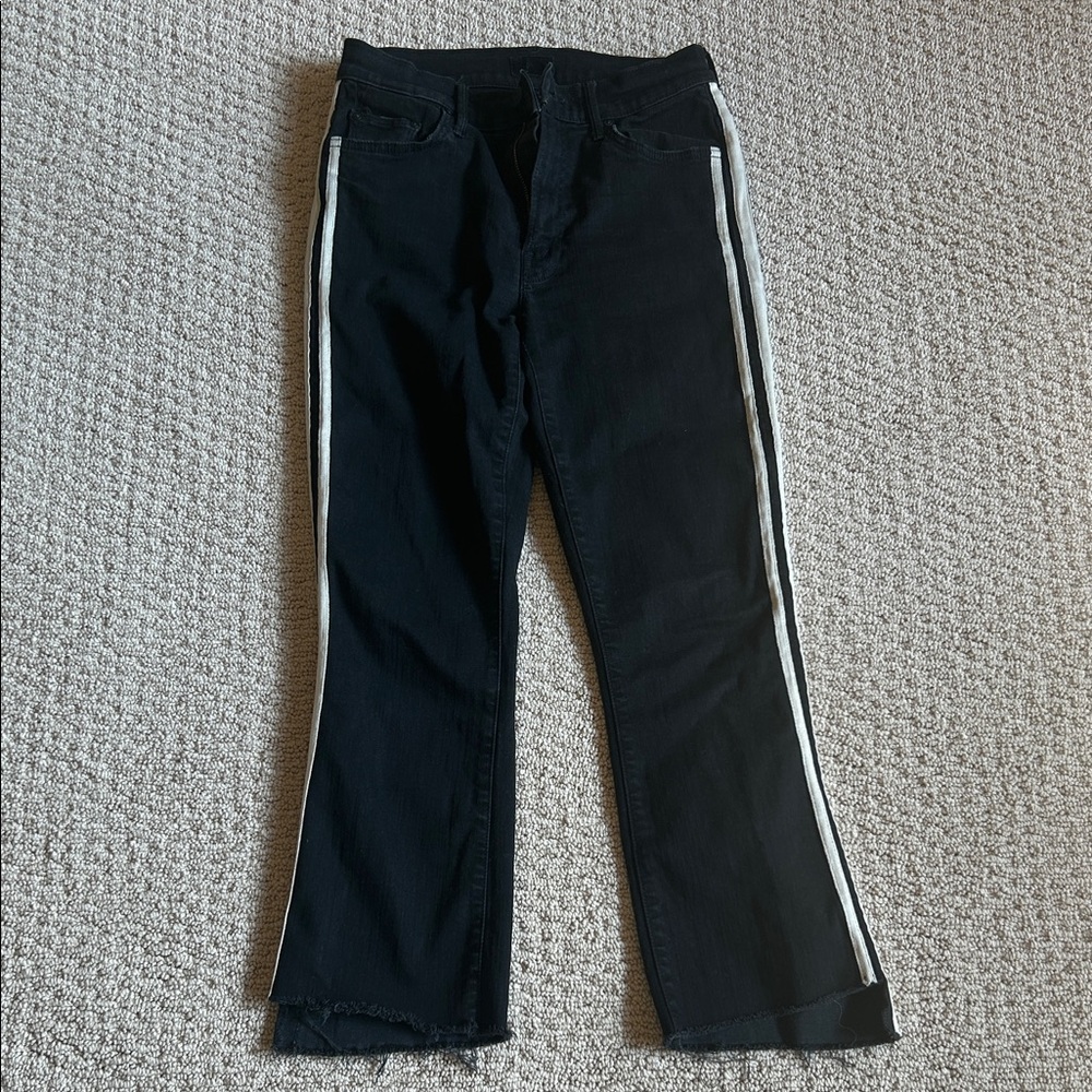 MOTHER Black Pants with White Stripes